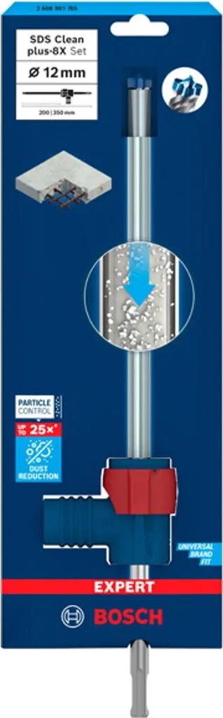 Punta Bosch Expert 12mm SDS Clean Plus-8X - Cemento e No Polvere