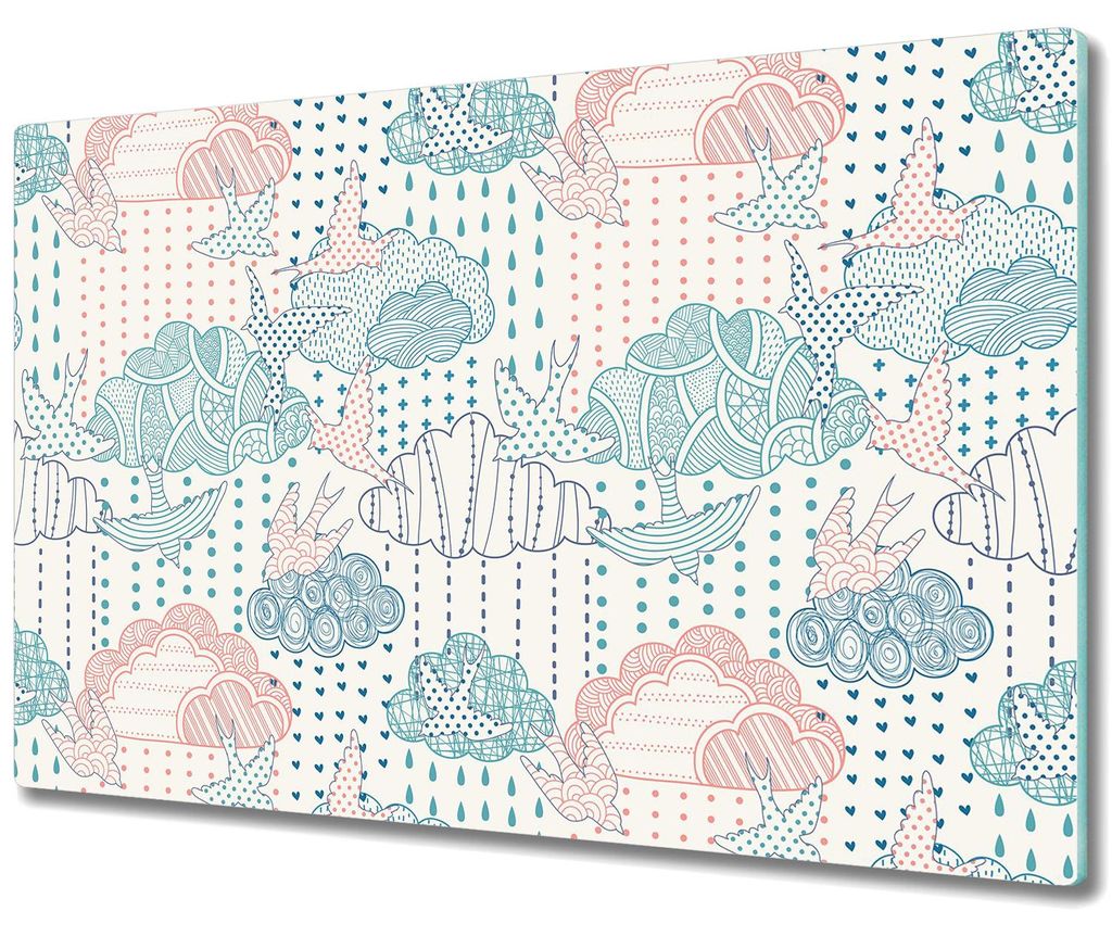 Glas Schneidebrett Herdabdeckplatten Schneideplatten - 80x52 cm - Mandala Wolken