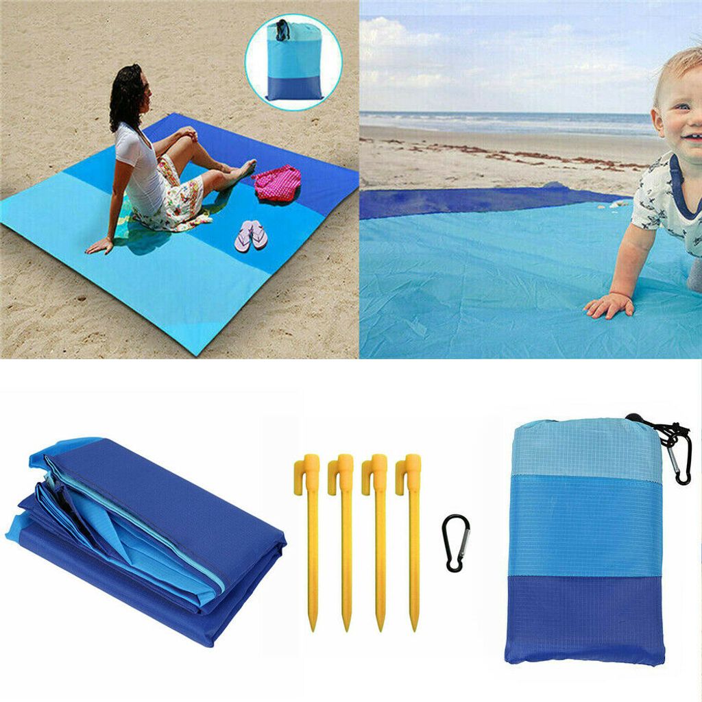 Stranddecke XL Outdoor Picknickdecke Wasserdicht 150 x 200 cm Ultraleicht Blau 