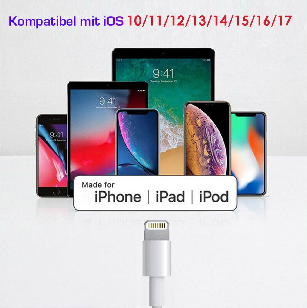 Ladekabel für iPhone 5 5s 6 7 8 Plus X Xr  Xs max 11 Pro Produktbild 9