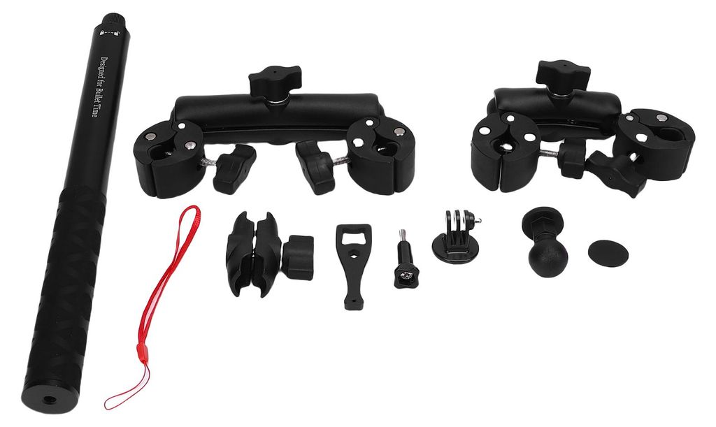 Motorrad-Doppelklemmen-Kamerahalterungsset, passend für Insta360 One X5 X4 X3 X2 RS, teleskopischer, verdeckter Selfie-Stick