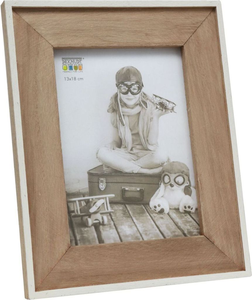 Deknudt S67TX1 Schmaler Rahmen weiß mit Holzpassepartout 10x15 cm 17x22x1,7 cm