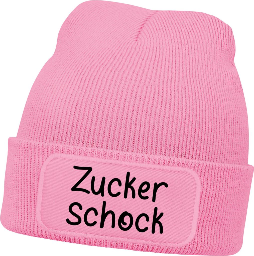 Wintermütze Kinder Beanie Mädchen Spruch Lustig Zuckerschock Aufdruck Print Strickmütze MoonWorks