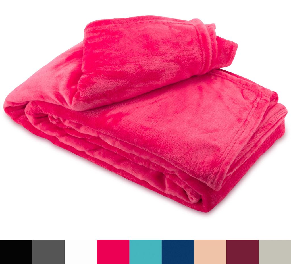 Fleece Kuscheldecke 270x230 cm Flauschiges Polyester Pink Produktbild 