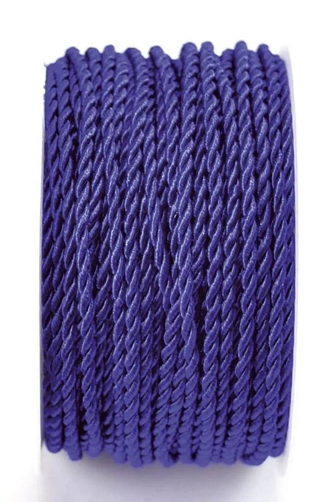Cordon bleu ultramarin 3 mm robuste pour attaches et nœuds déco 25 m