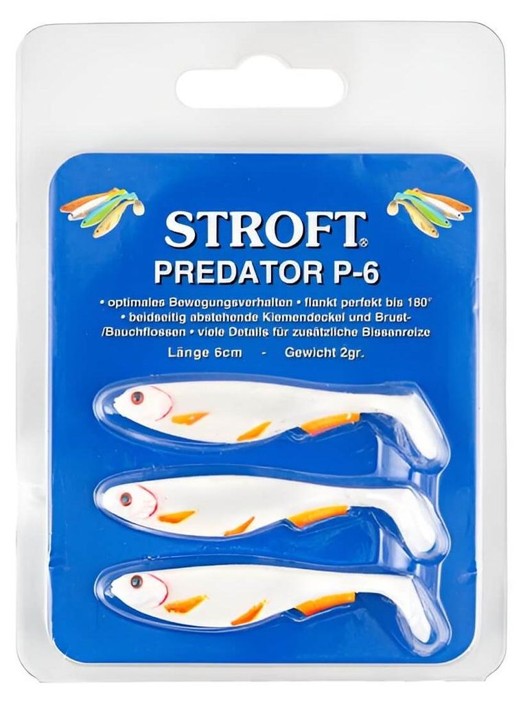 Stroft Predator P-6 Gummifisch 6cm 3 Stück White Fire Fin