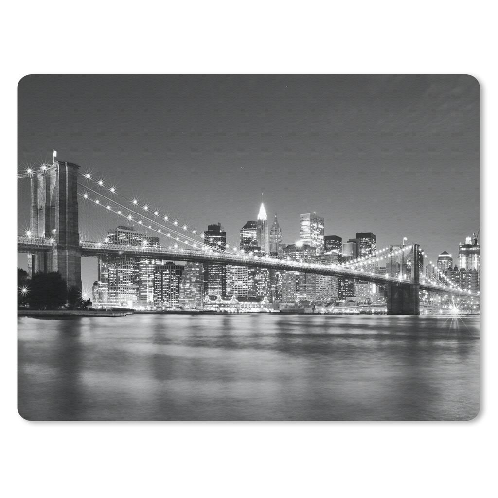 MuchoWow Mauspad Mousepad New York - Brücke - Brooklyn - Schwarz und weiß - Architektur 40x30 cm - Mousepads - Maus Mat - Pad - Mausunterlage -...