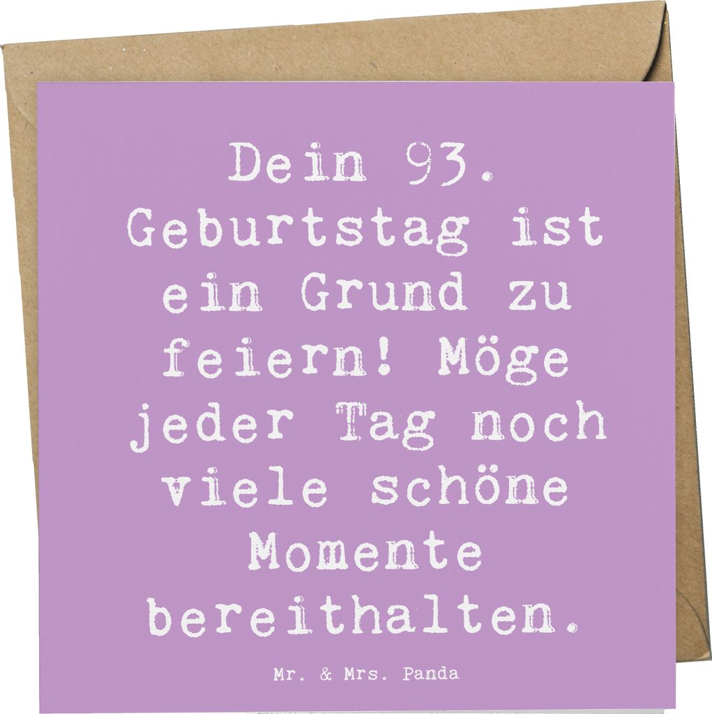 Mr. & Mrs. Panda Grußkarte Spruch 93. Geburtstag Freude - Lavendeltraum - Geschenk, Klappkarte, Erinnerungen, Familie, doppelkarte, Feiern, Happy ...