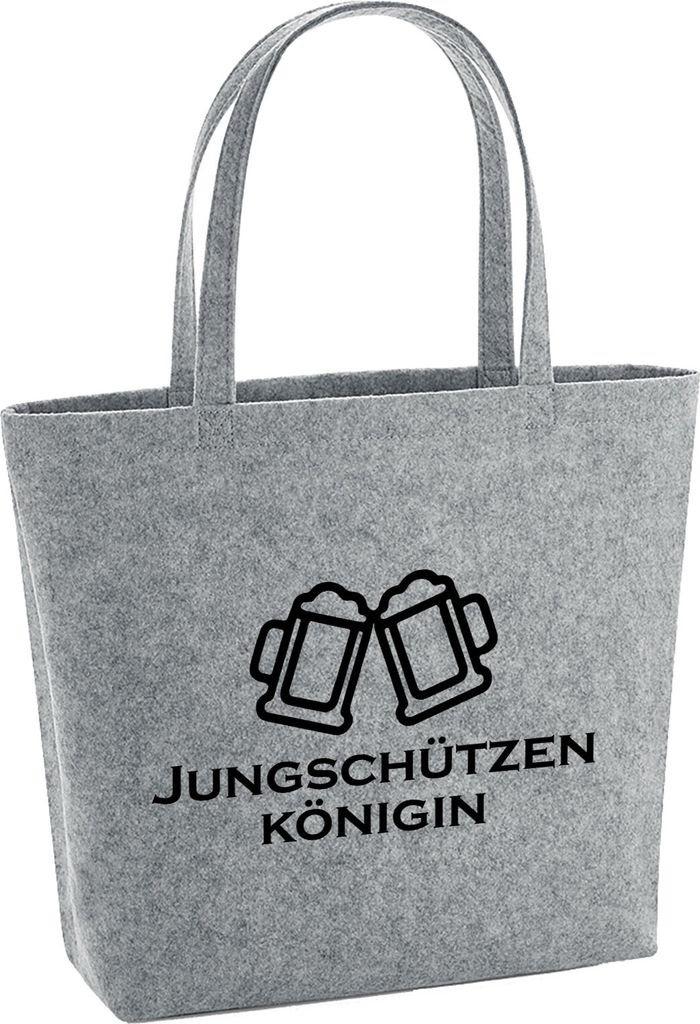 Huuraa Filzshopper Jungschützenkönigin Schützenfest 22 Liter Grey Melange Filztasche Geschenkidee