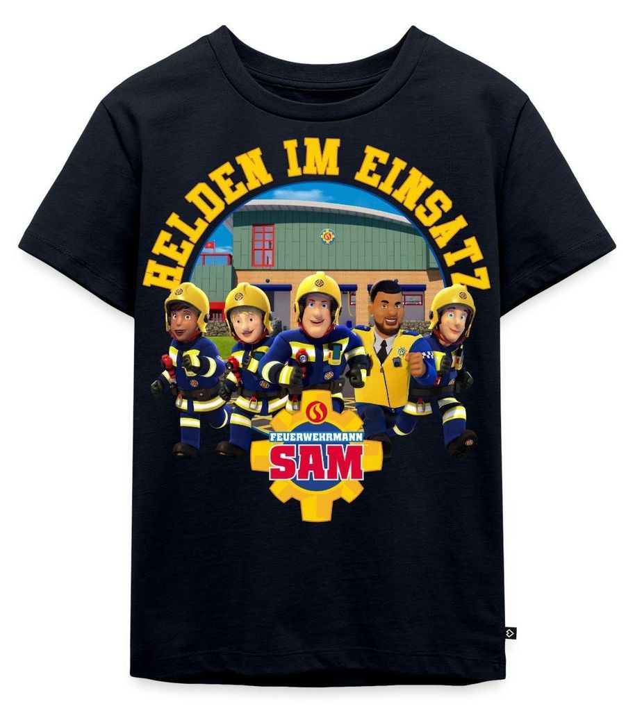 Spreadshirt Feuerwehrmann Sam Helden Im Einsatz Kinder Premium T-Shirt, 98/104 (2 Jahre), Navy