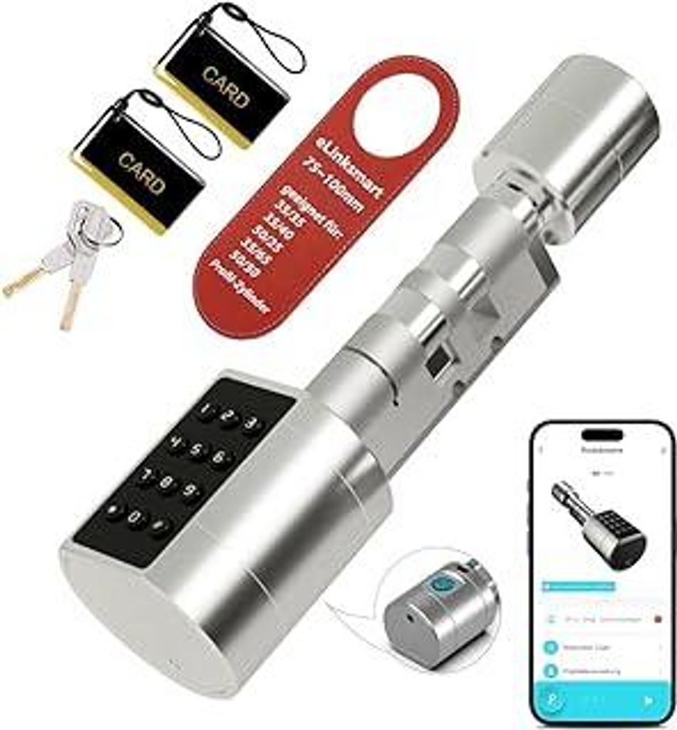 Elektronisches Türschloss 70mm 35/35 bis 100mm 50/50 Umschaltbare Größe mit Schlüssel Fingerabdruck Tuya App Fernautorisierung Geeignet für T...