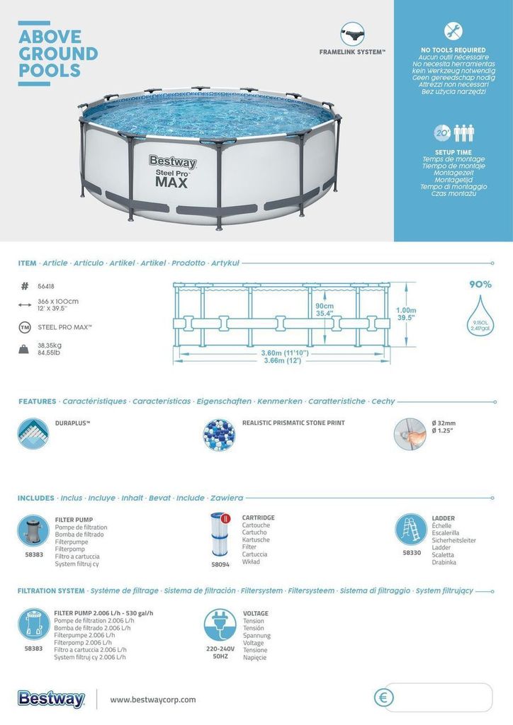 Steel Pro Max™ Frame Pool Komplett-Set, rund, mit Produktbild 6