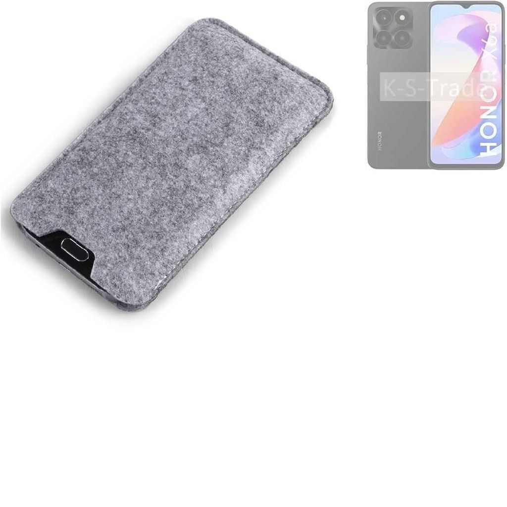 K-S-Trade Filz Handyhülle kompatibel mit Honor X6a Schutzhülle Filztasche Filz Tasche Case Sleeve Handy Hülle Filzhülle grau