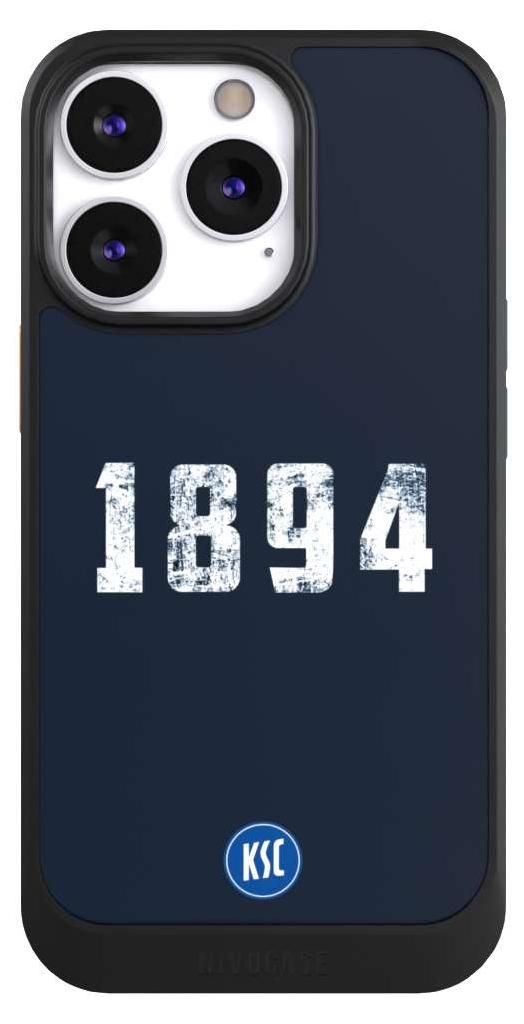 NIVOCASE Hülle für Apple iPhone 13 Pro Handyhülle NIVOcore Case Schwarz Bundesliga KSC Karlsruher SC