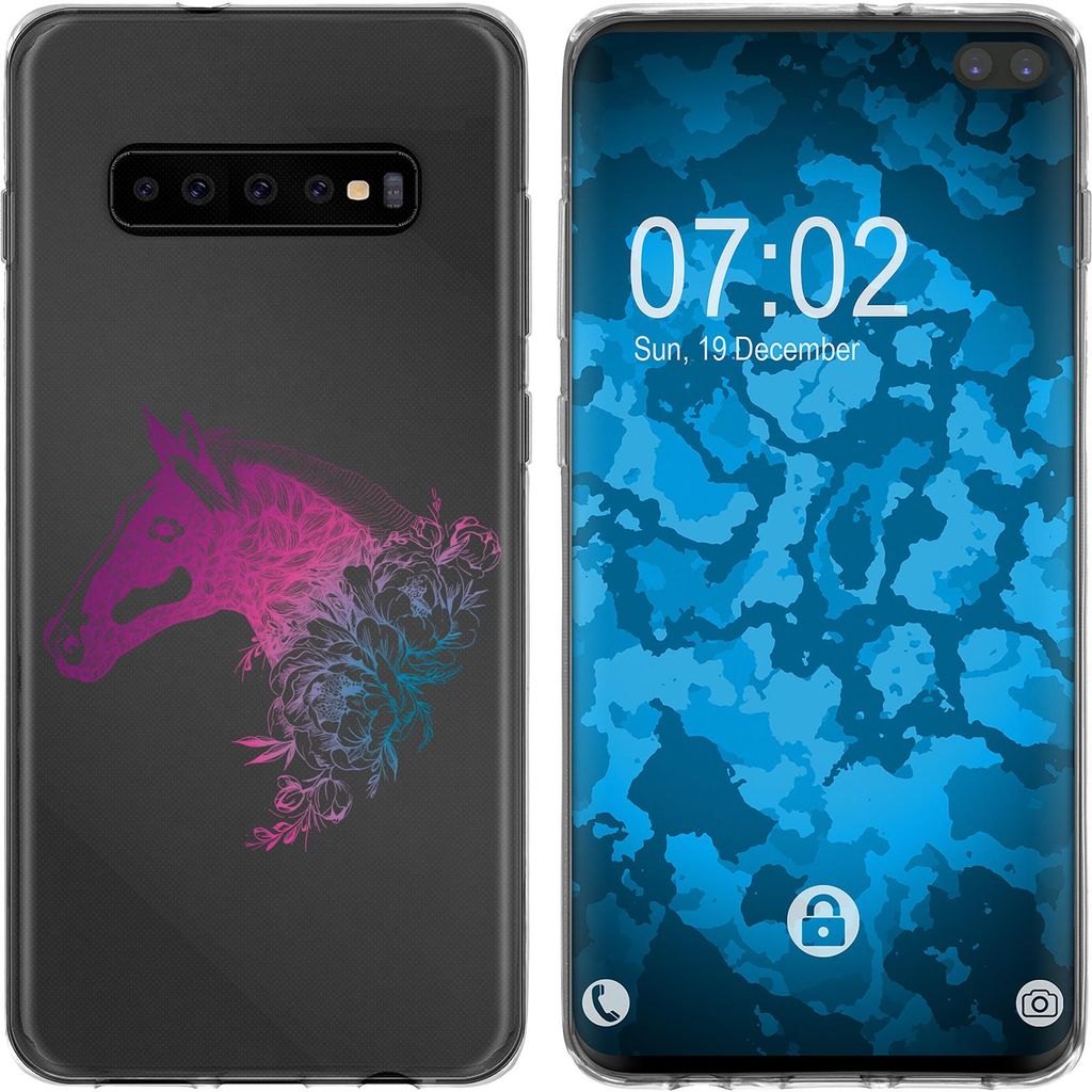 PhoneNatic Case kompatibel mit Samsung Galaxy S10 Plus Silikon-Hülle Floral Pferd M5-6