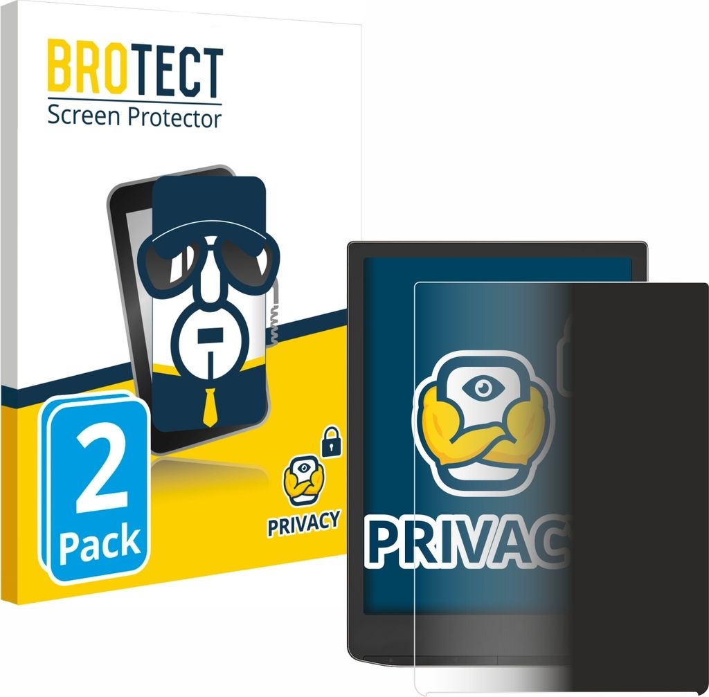 2x BROTECT Sichtschutzfolie für PocketBook InkPad 4 Anti-Spy Privacy Sichtschutz Blickschutz Folie Blaulicht-Schutz
