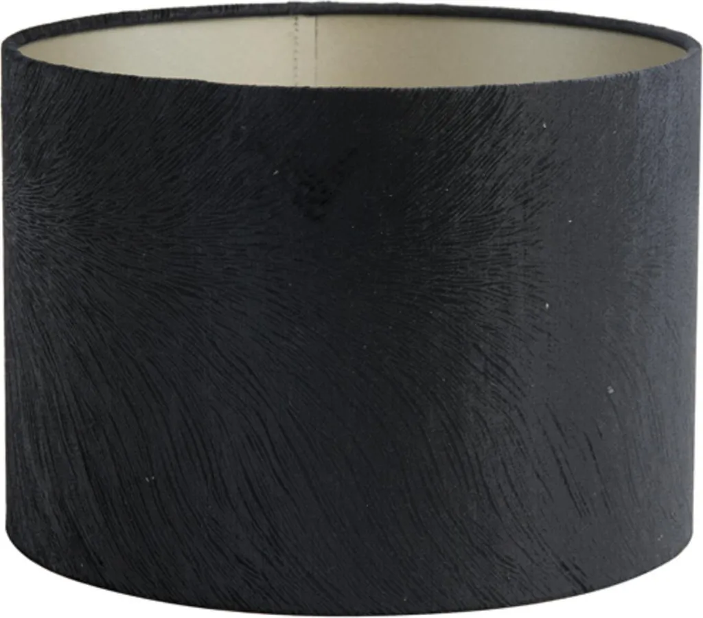 Abat-jour en textile noir cylindrique Ø 20 cm pour douille E27