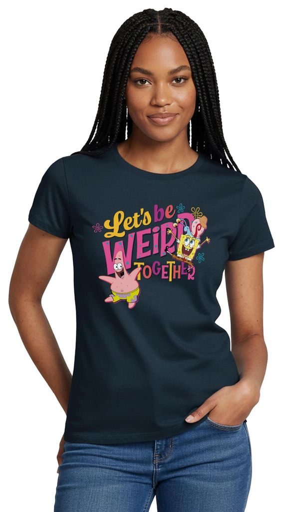 Spreadshirt SpongeBob Schwammkopf Patrick Gary Freundschaft Frauen T-Shirt, L, Navy