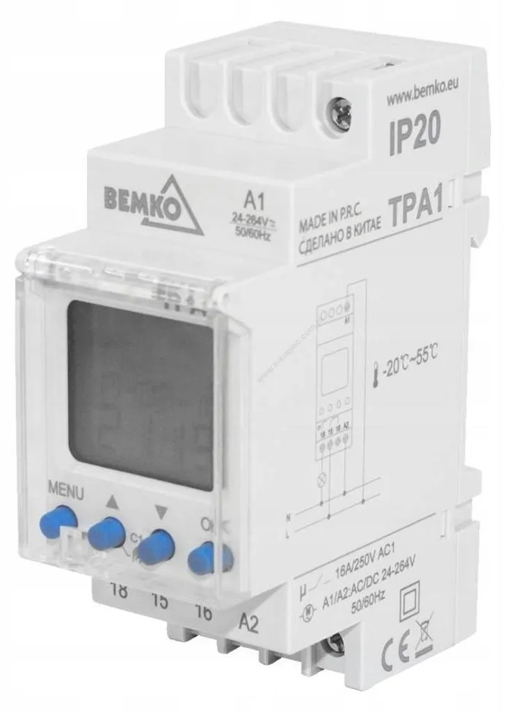 Interrupteur horaire astronomique programmable A25-TPA1 Bemko 24V-264V