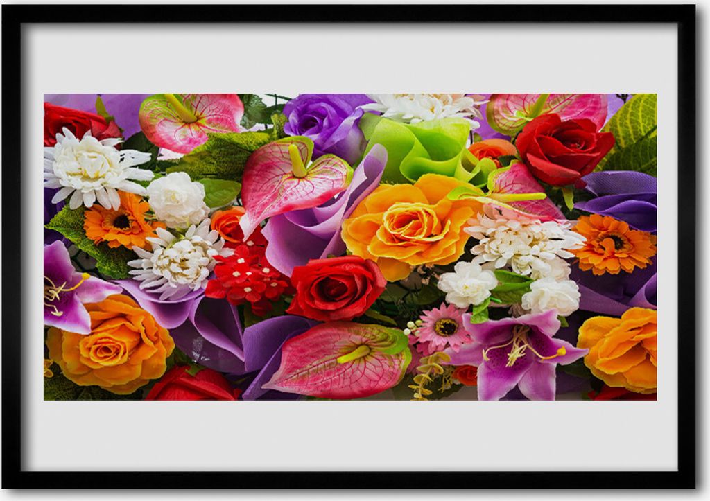 Bild 100x70 MDF-Rahmen Wandkunst Flowers On The Wall