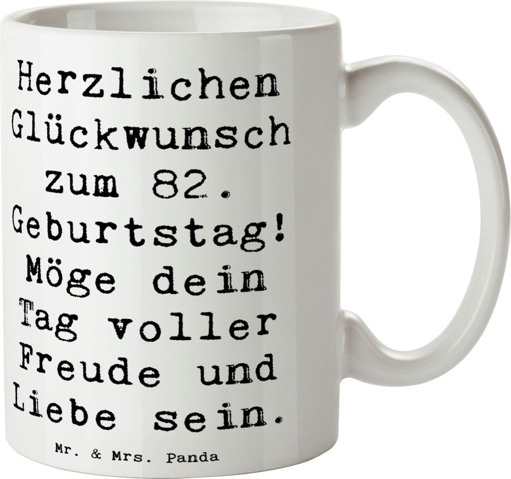 Mr. & Mrs. Panda Tasse Spruch 82. Geburtstag - Weiß - Geschenk, schöne, Kaffeepott, Becher, liebevoll, achtzigster zweiter, Pott, Happy Birthday,...