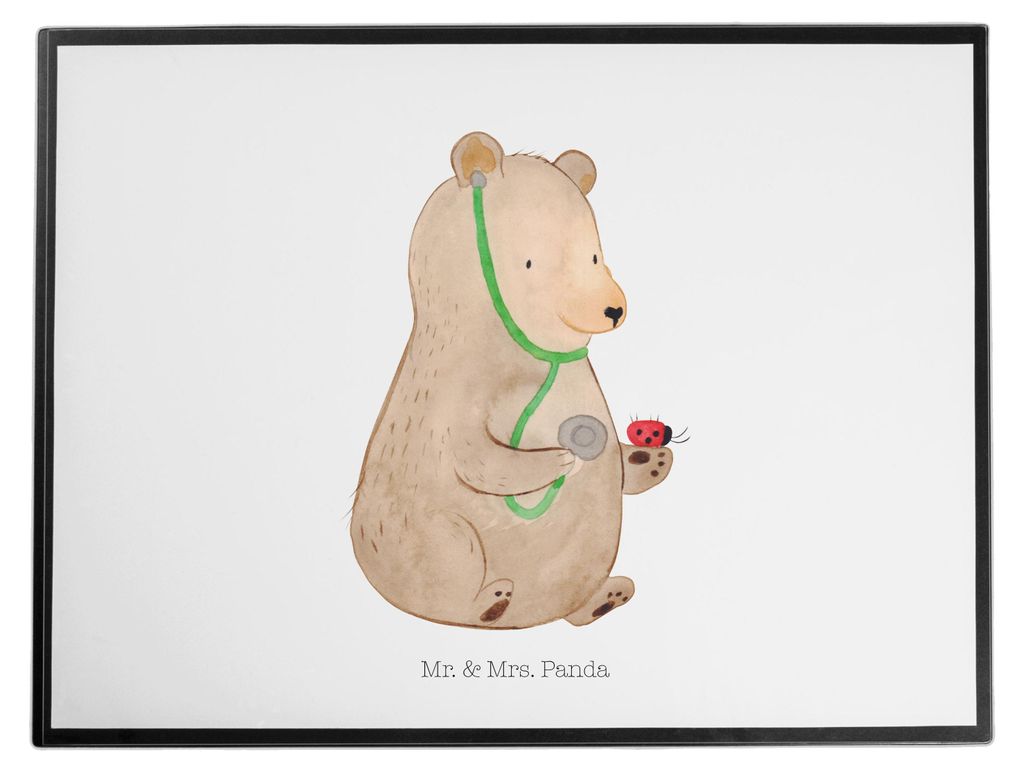 Mr. & Mrs. Panda Schreibunterlage Bär Arzt - Weiß - Geschenk, Professorin, Ärztin, malunterlagen, tischschutz, schreibtischunterlagen, Doktor, s...