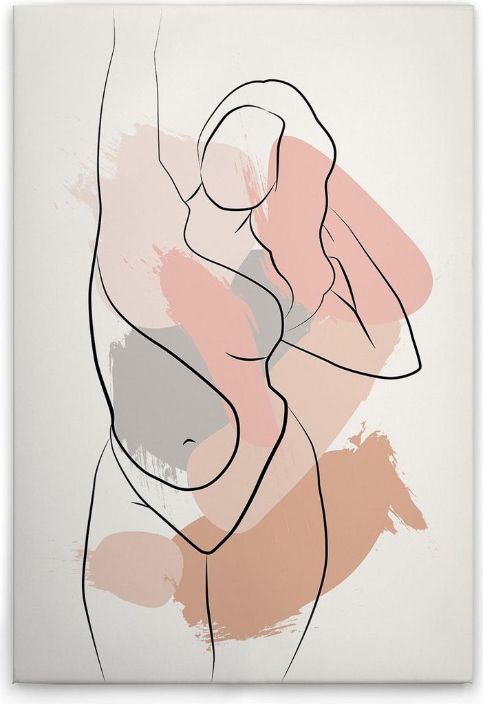 TADESSI Leinwandbild Bodyline Positivity - Wandbild 30 x 45 cm - Kunstdruck auf Leinwand in Weiß Schwarz - M1-No.51673