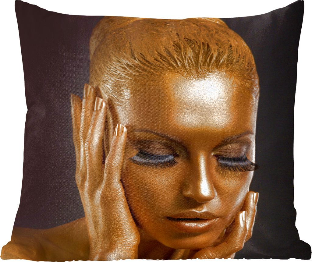 MuchoWow Zierkissen Sofakissen Wohnzimmer Dekokissen 45x45 cm Frau - Gold - Farbe - Schlafpolster - Polster für das Sofa