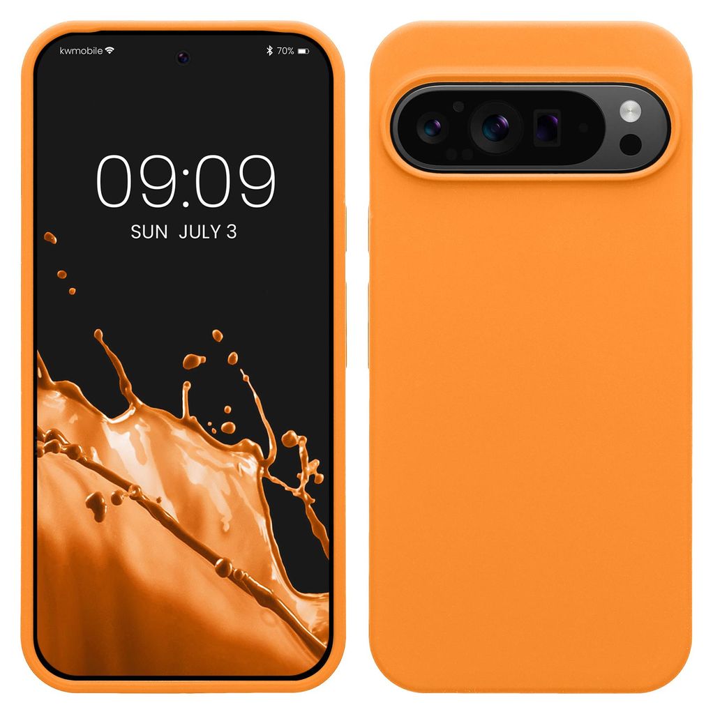 kwmobile Handyhülle für Google Pixel 9 Pro XL Hülle, für Pixel 9 Pro XL Case - Hülle Silikon - kabelloses Laden - Fruity Orange
