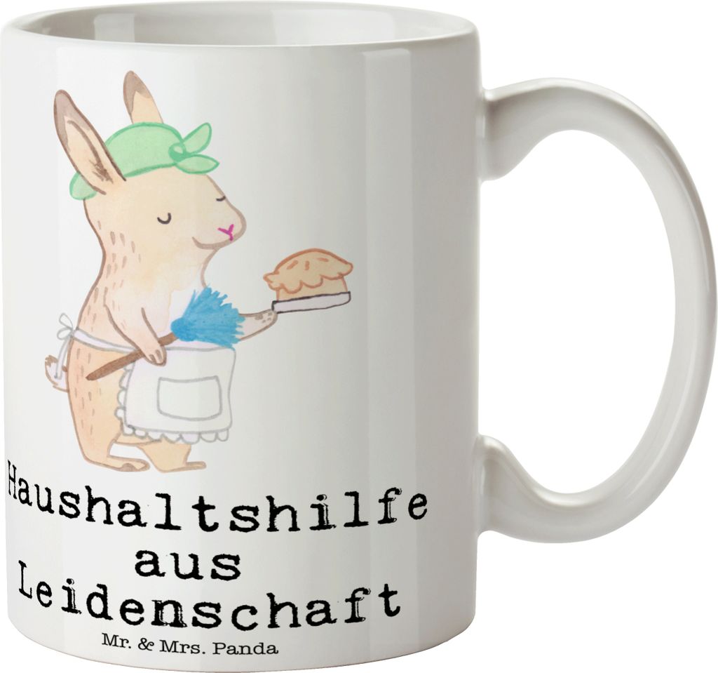 Mr. & Mrs. Panda Teetasse Haushaltshilfe Leidenschaft - Weiß - Geschenk, Spruch, Putzfrau, Tasse, Pott, Reinigungskraft, haferl, Trinkbecher, Bech...