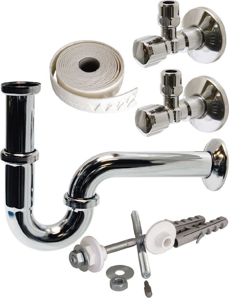Sanitop-Wingenroth Schell Installationsset für Waschtischmontage, Metall-verchromt, 1 Stück, 1 1/4 Zoll x 32 mm, chrom, 22313 3