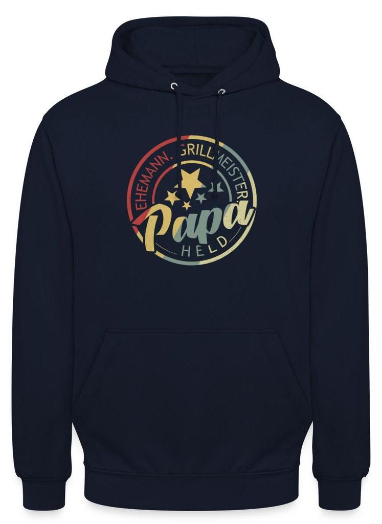 Spreadshirt Ehemann Grillmeister Papa Held BBQ Familienheld Uni Hoodie, S, Navy