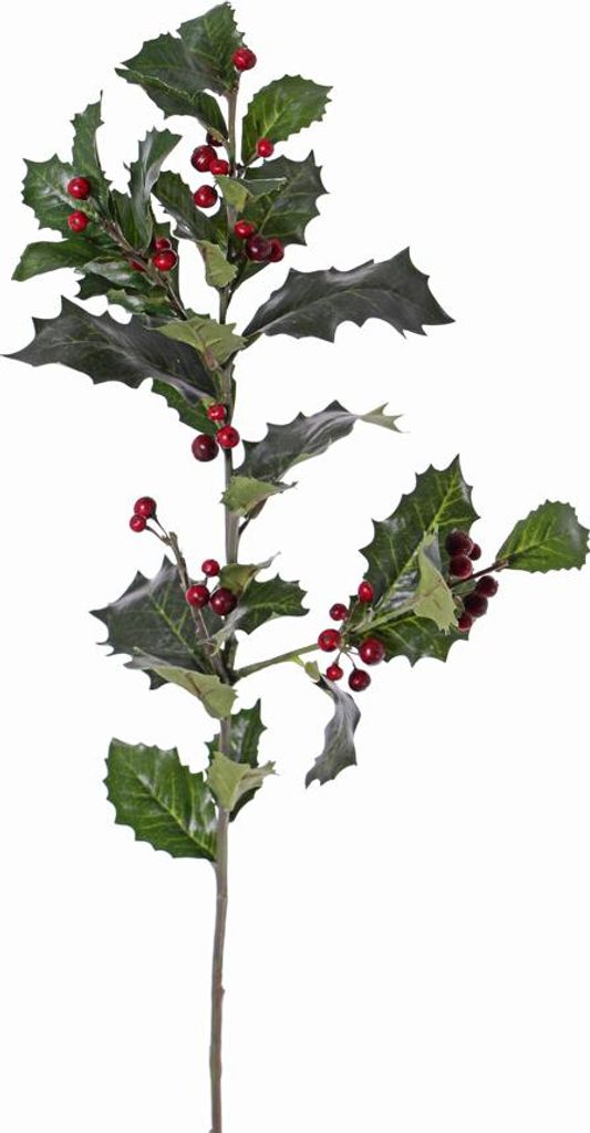artplants.de Künstlicher Ilexzweig TIBAR mit Beeren, grün, 75cm - Zweig künstlich