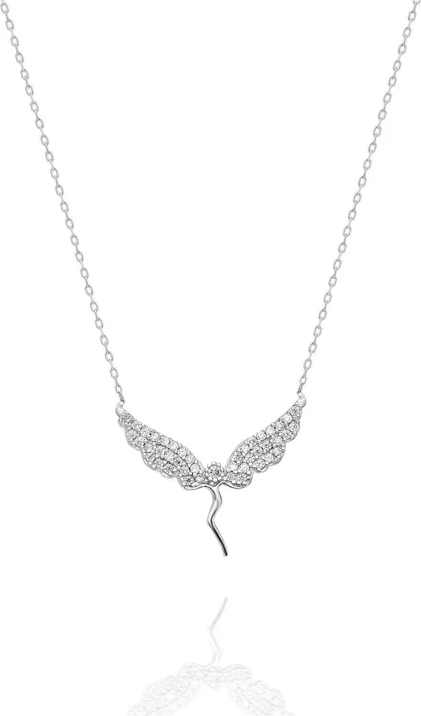 Collier en argent sterling 925 ailes de fée en zircone et rhodié