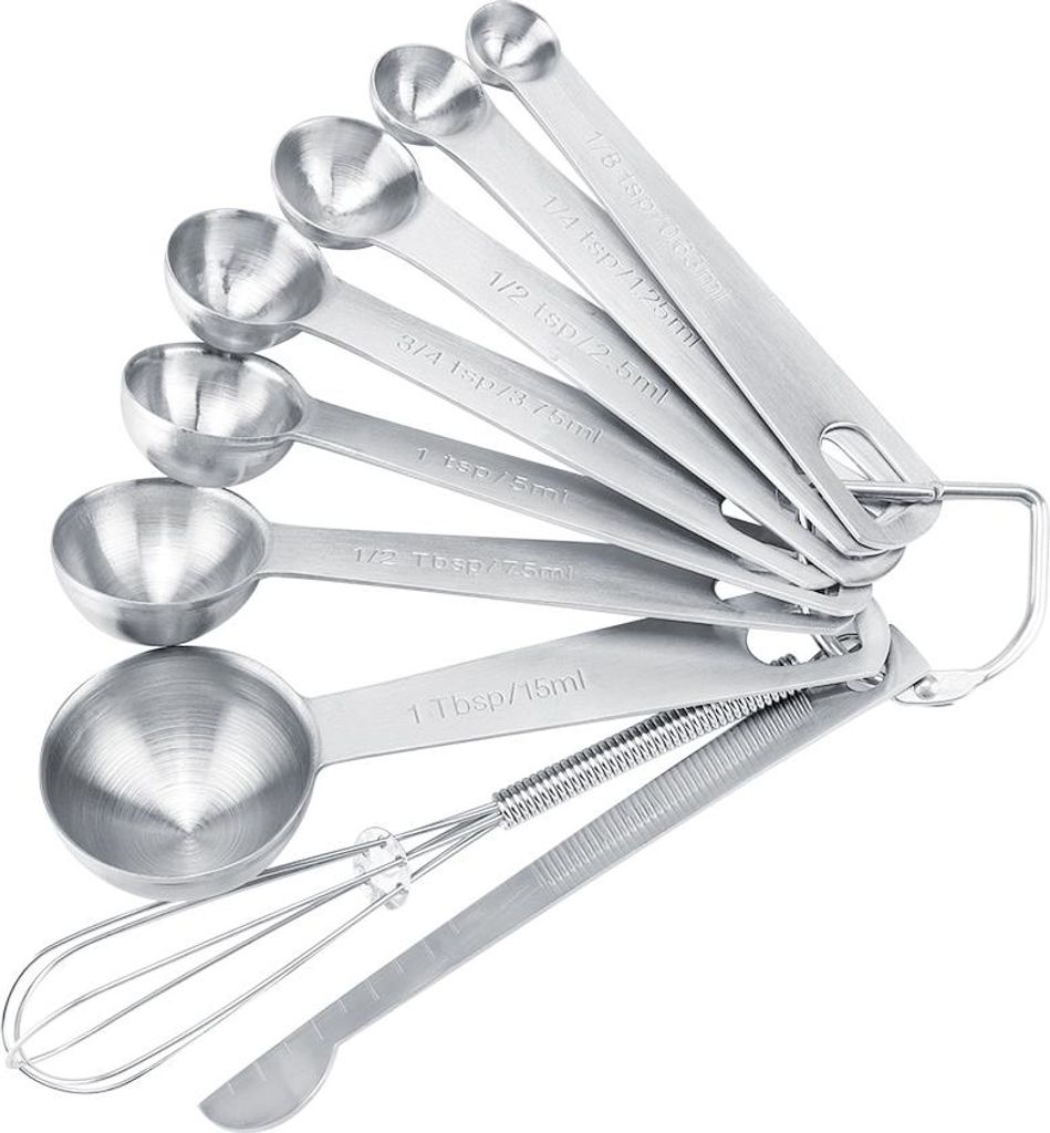 7Pcs/Set Edelstahl Messlöffel Becher mit Messstab & Schneebesen