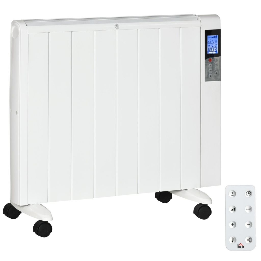 FORSMANO Elektroheizung 2000W, 4 Modi, Wand- & Standgerät Heizlüfter, Fernbedienung, mit Rolle, Überhitzungsschutz, für 15m2, Aluminium, Weiß