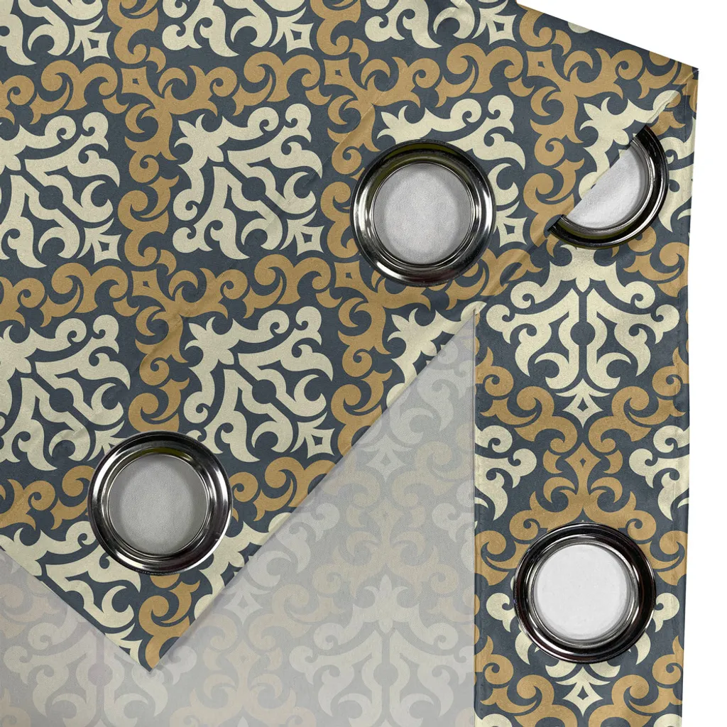 Rideau motifs feuilles anciennes style royal baroque 280x175 cm