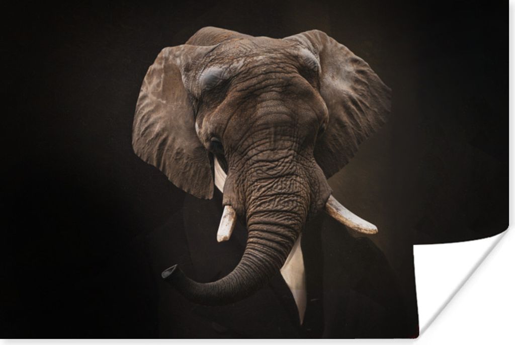MuchoWow Poster Alte Meister - Elefant - Anzug 60x40 cm - Schlafzimmerdekoration