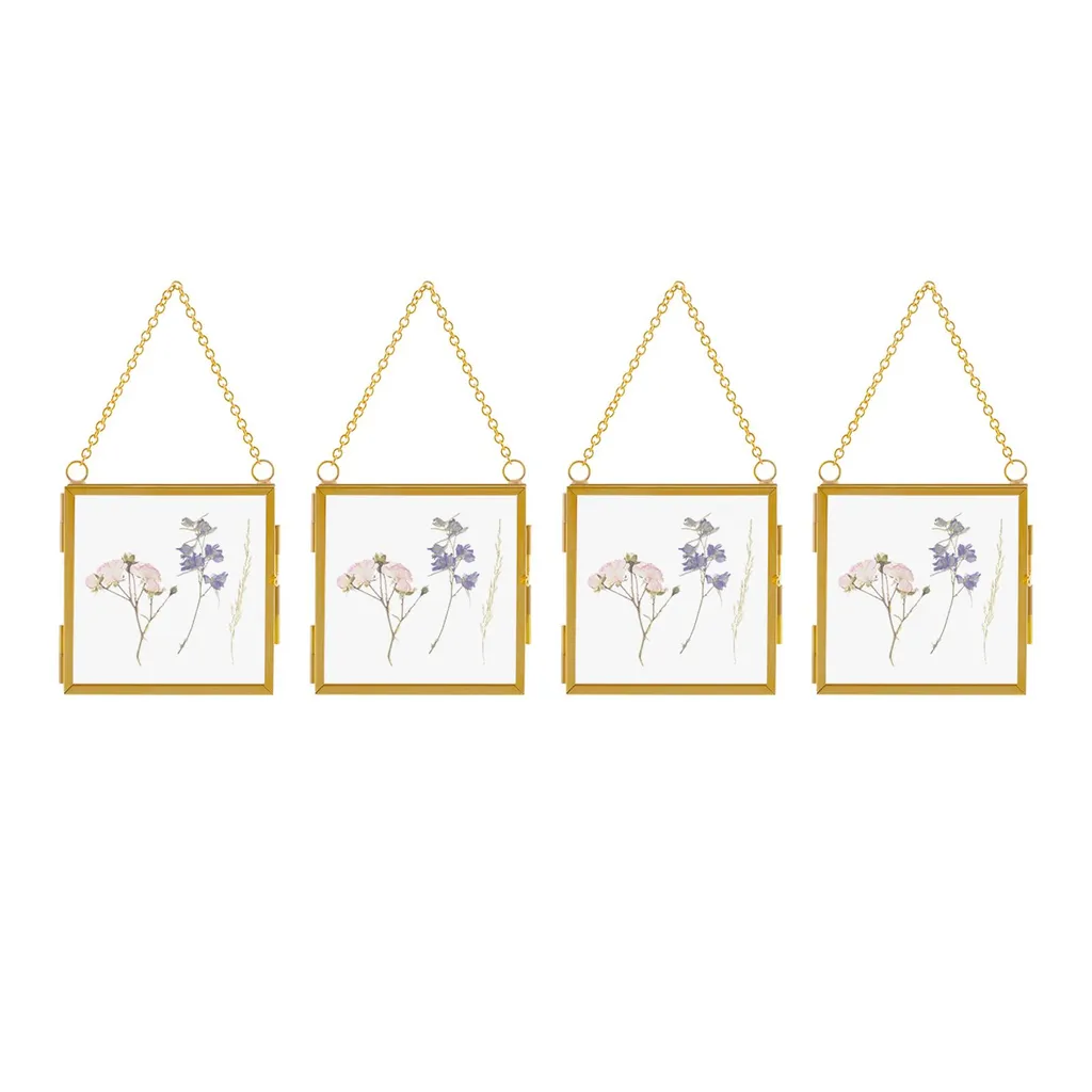 Cadre Photo pour Herbier et Décoration Murale Dorée 7x7 cm - Pack de 4