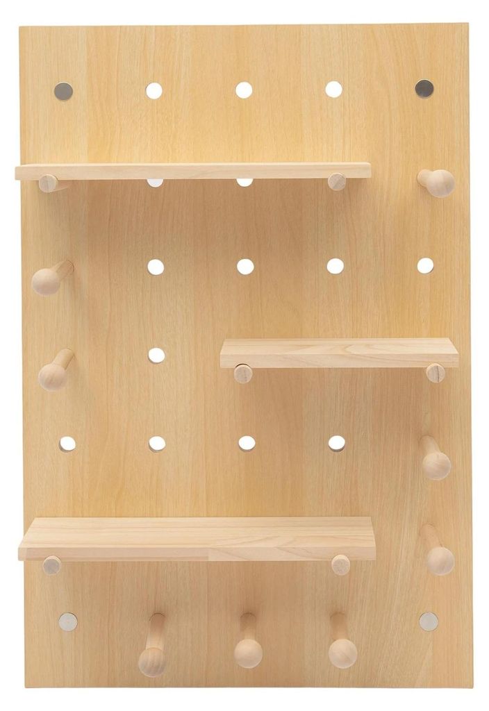 Wand-Pegboard aus Holz - Regal und Wandorganizer - Wandmontage - 60x40 cm - Tragkraft 10 kg - Umweltfreundliches Holz - Naturfarbe