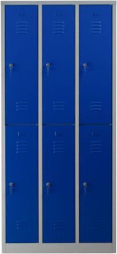 Garderobenspind Camel | 6-Fächer| HxBxT 195x90x50 cm | Zylinderschloss | Grau-Blau