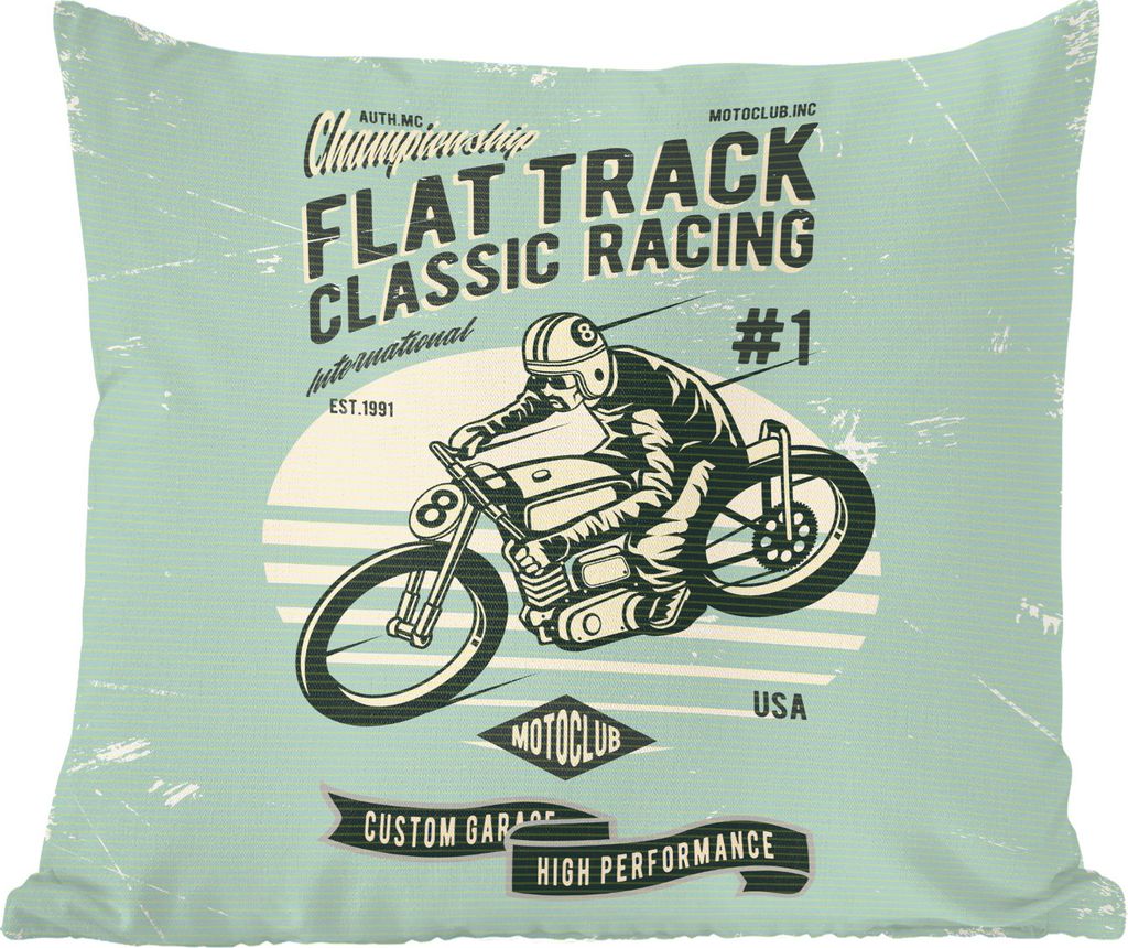 MuchoWow Zierkissen Sofakissen Wohnzimmer Dekokissen 50x50 cm Motorrad - Rennen - Retro - Komfort - Sofakissen
