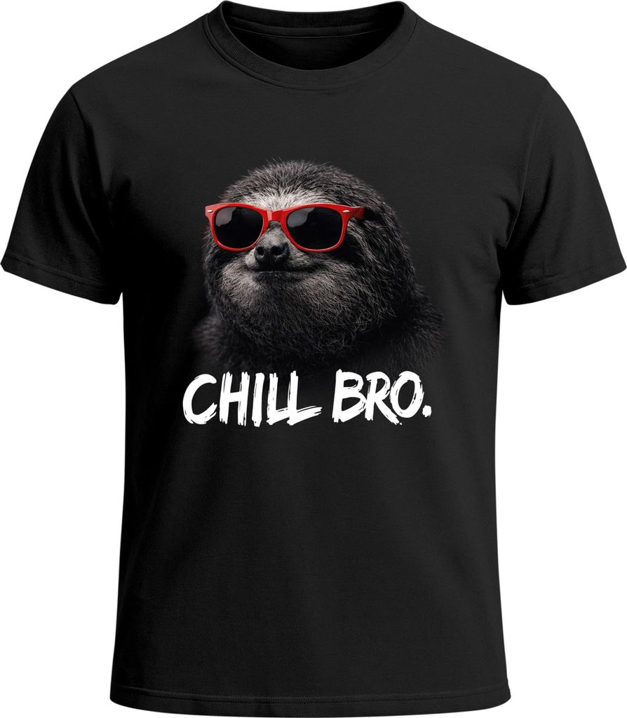 Herren T-Shirt Chill Bro Tiermotive Lustig Schimpanse Capybara Faultier Fun-Shirt Männer Printshirt Spruch Moonworks