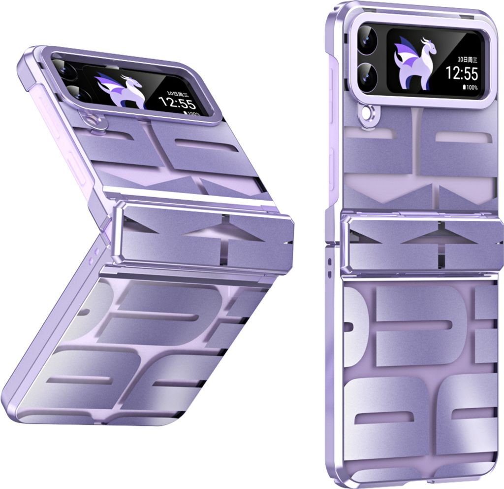 Hülle für Samsung Galaxy Z Flip 3 5G Hülle mit Scharnierschutz, Galvanisierter Klar Schutzhülle Lila