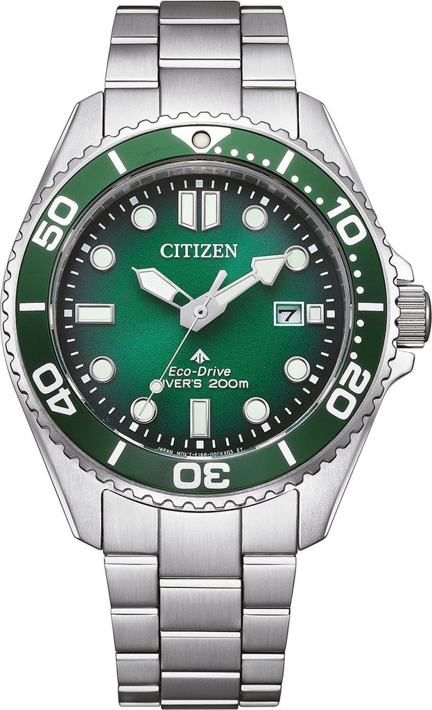 Citizen BN0269-50W Promaster Eco-Drive Diver Uhr Herrenuhr Edelstahl Datum silber