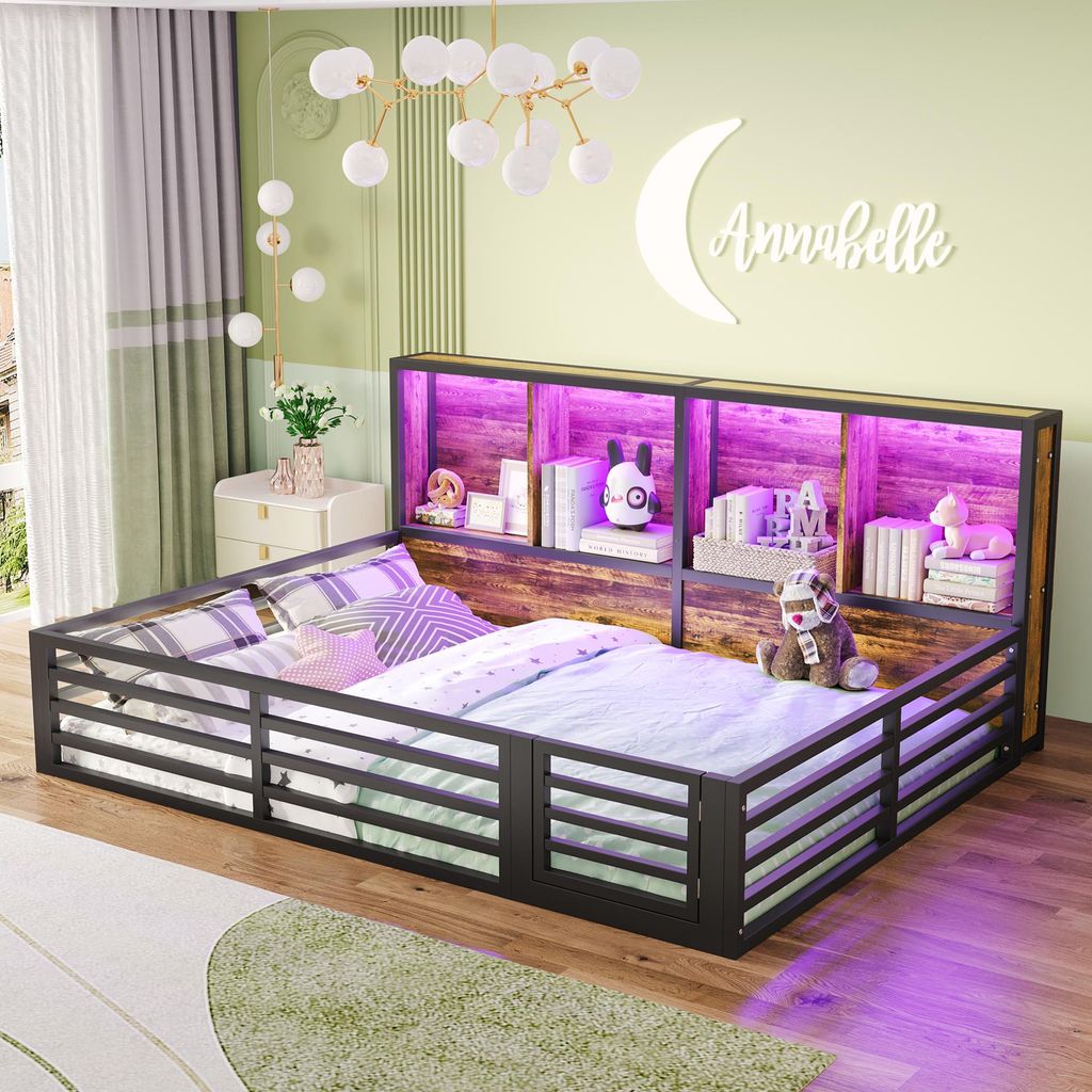 OKWISH Lit Bébé 140x200 cm – Avec Barrières et LED – Sans Image du produit 