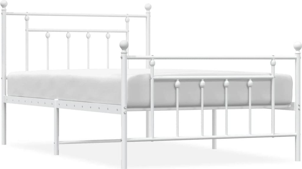 vidaXL Bettgestell mit Kopf- und Fußteil Metall Weiß 100x200 cm