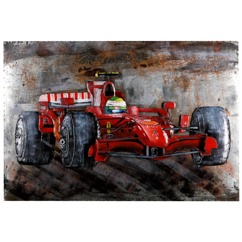 Tableau F1 métal 120x80 cm fait main aspect industriel et design relief