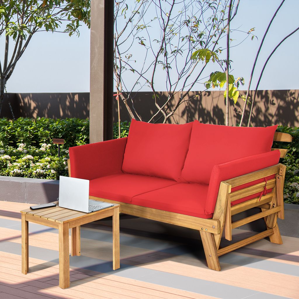 COSTWAY Gartenbank mit Liegefunktion, Gartensofa mit Produktbild 4