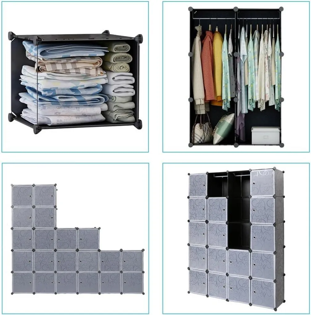 Cube de rangement noir robuste et empilable avec structure renforcée